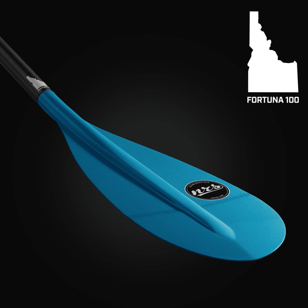 NRS Fortuna 100 Travel Adjustable SUP Paddle teal blade detail