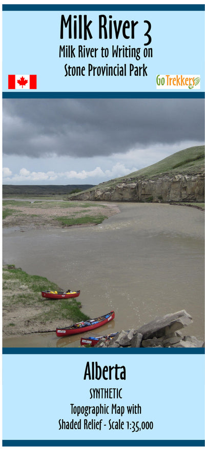 Go Trekkers Milk River 3 - Milk River to Writing Stone Sythentic Map