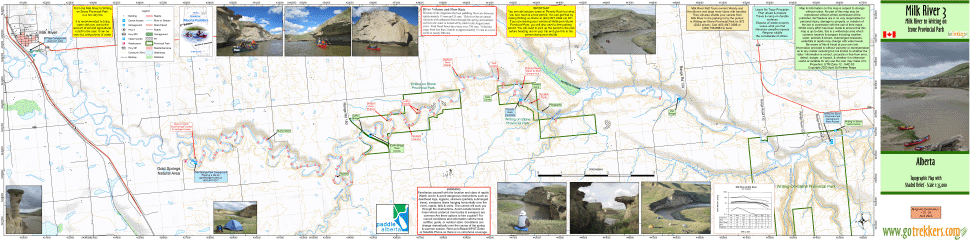 Go Trekkers Milk River 3 - Milk River to Writing Stone Sythentic Map