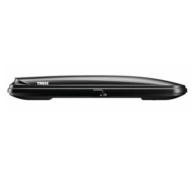Thule Pulse Alpine black rooftop cargo box with sleek aerodynamic design for extra vehicle storage and travel gear protection